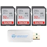SanDisk 3 Pack 32GB Ultra SD Card for Digital Cameras SDSDUN4-032G-GN6IN