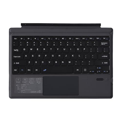 Wireless Keyboard with Touchpad for Microsoft Surface Pro 12 Inch 2025 Type Cover, Multi-Touch Ultra-Slim Keyboard- Black (Normal Touchpad,English)