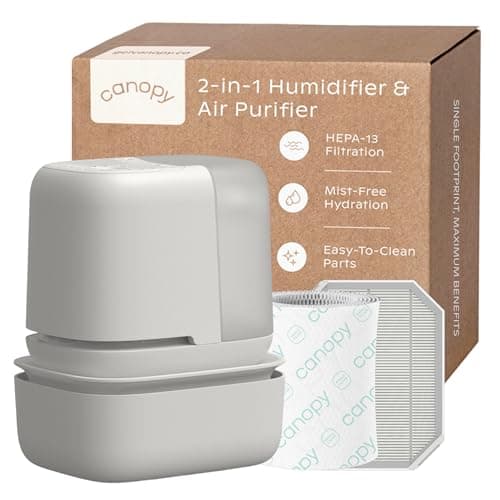 Canopy Wellness Tower – Bedside Humidifier + Air Purifier Combo | HEPA-13 Filtration, No-Mist Evaporative Hydration, 36-Hour Run Time, White Noise & Adjustable Sleep Lights - Moonstruck