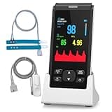 HOLFENRY Rechargeable Handheld Pulse Oximeter-2 Probes for Adult Finger&Small Foot,Continuous SpO2&Heart Rate Monitor Oxygen Monitor Fingertip with Alarm&OLED Display,For Sports,Aviation,Wellness