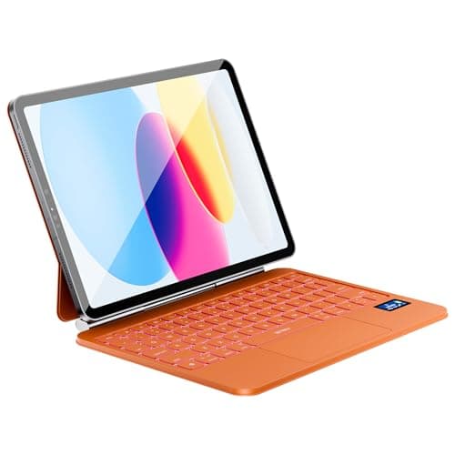 WIWU iPad A16 Keyboard 11/10th Gen Smart Display Magnetic Floating Cantilever Stand Slim Keyboard 7 Color Backlit Silent Key Easy-Set Touchpad Orange (for iPad 10th (2022)/11th Gen (2025))