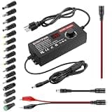 SHNITPWR Variable Universal Power Supply Adjustable DC 4V-24V 144W 6A AC/DC Adapter 100-240V AC to DC Converter with 16 Tips,Alligator Clips,DC Pigtail Power Cable, for LED Strip,CCTV,Camera,Radio