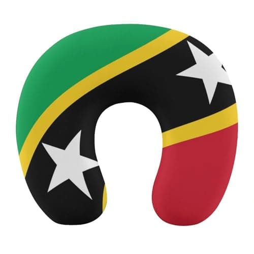 Saint Kitts and Nevis Flag Travel Neck Pillow Traveling Airplane Memory Foam Pillows for Flight Headrest Sleep