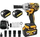 Rhovixster Cordless Impact Wrench 1/2 - 580N.M Max Cordless Impact Wrench Set with 2 Speed Adjustable, Brushless Motor High Torque Impact Guns with 2x4Ah Batteries and Charger