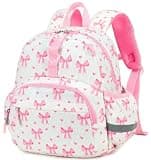 LOIDOU Toddler Backpack for Girls, 12-Inch Mini Preschool Backpack for Ages 2–4, Insulated Snack Pocket, Lightweight Daycare & Travel Bag, Pink Bow 215