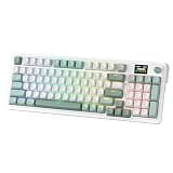 Redragon K719 Wireless Gasket Gaming Keyboard w/Hype Screen & Knob, 95 Keys Mechanical Keyboard, Easy-Control 1.14’’ TFT Info Display, 5-Layer Noise Dampening, Custom Linear Switch, Jade Cloud Color
