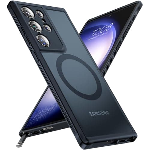 TOCOL for Samsung Galaxy S23 Ultra Case Magnetic, [Full Camera Protection] [Military Drop Protection] Translucent Matte Back Cover for S23 Ultra 6.8", Black
