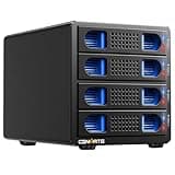 CENMATE Aluminum 4 Bay Hard Drive Enclosure with Cooling Fan for 2.5“/3.5" SATA HDD/SSD with USB A/C 3.0, Support Hot Swappable, Tool-Free HDD Enclosure, DAS(NO RAID/NAS)