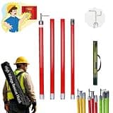 Red High Voltage Rescue Safety Spliceable Equipped with 1/2/3/4/5 Section, Spliceable Hot Stick with Four Types of Switch Heads for Emergency Rescue(B,5m 4-Section 110kv)