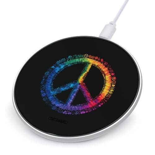 Peace Sign Tie-Dye Wireless Charger SlimWireless Charging Pad Anti-Slip Charger Mat for Men Women