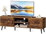 SUPERJARE TV Stand for 55 Inch TV, Entertainment Center with Adjustable Shelf, 2 Cabinets, TV Console Table, Media Console, Solid Wood Feet, Cord Holes, for Living Room, Bedroom, Rustic Brown