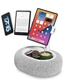 Viozon Tablet Pillow Stand,Kindle Pillow Stand, Compatible with 4-11" Tablet/Phone with Small Bowl, Kindle Holder Accessories,Idea for Reading and Video Watching On Bed,Gray