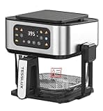 Tesslux 2-in-1 Air Fryer & Indoor Grill Combo 1400W, 5L Glass Bowl with Visible Window, Oil-Free, 8 Presets, Touch Screen, Dishwasher-Safe, for Steak Chips Shrimp Fish Chicken
