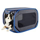 PetEase Large Pop Up Kennel,Collapsible Travel Pet Crate, Indoor and Outdoor Portable Dog Enclosure, Portable Pet Car Seat Kennel (Grey, Large)