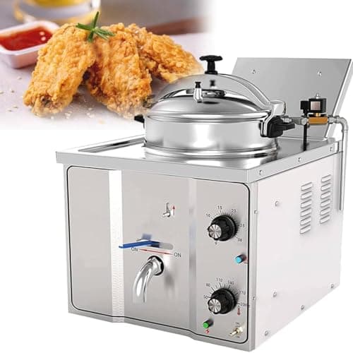 16L Electric Fried Chicken Stove,Professional Tabletop Restaurant Kitchen Frying Machine,Commercial Electric Pressure Fryer,Stainless Steel Countertop Pressure Fryer