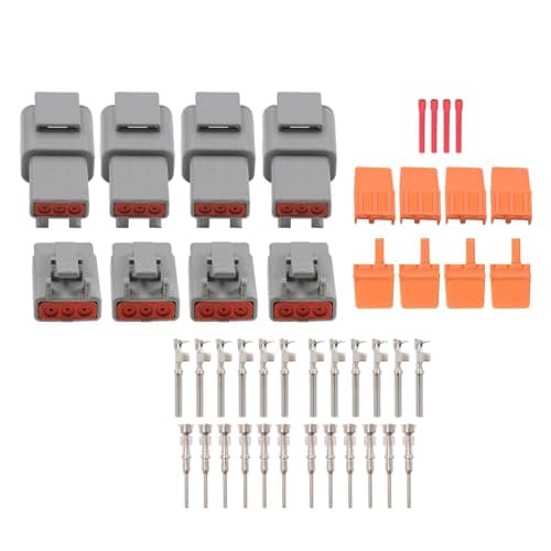findmall DTM 3 Pin Electrical Connector Kit – 4 Sets with 20-22 AWG Solid Crimp Terminals, Seals and Wedlocks – Automotive, Marine, Motorcycle, Truck, RV, Off-Road Vehicle Wiring