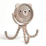 Itzy Ritzy Baby Stroller Fan - Rechargeable Fan Features 360 Degree Swivel, Flexible Wraparound Legs and 3 Speeds (Bear)