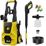 5000PSI PressureWasher PowerWashers 4 Quick Connect Nozzles and Foam Cannon for Cars Driveways Patios Fences
