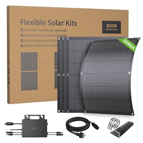 LIONSHEE Balcony Power Station 800 W Complete with Socket, 4 x 200 W Solar Panel Flexible & Inverter 800 W, Plug and Play with 5 m AC Cable for Balcony, Patio, Garden