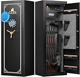[No Assembly Required] KAER 23-25 Biometric Gun Safe for Rifles and Pistols, Quick Access Gun Safe with Fingerprint, Large Gun Cabinet for Home, Removable Shelf & Pistol Pocket
