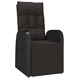 WEHUOSIF Outdoor Recliner Chair with Black PE Rattan, Powder-Coated Steel Frame, Black Polyester Cushion, 3-Position Reclining, 242.5 lbs Capacity for Patio Garden