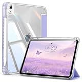Lsmmpoba Case for iPad (A16) 11th Generation 11 Inch 2025, iPad 10th Generation 10.9 Inch 2022 with Pencil Holder, Clear Back Shell Shockproof Cover, Auto Wake/Sleep, Purple
