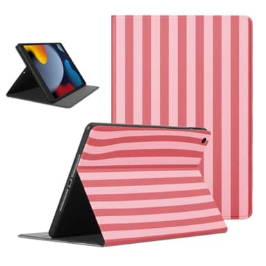 Mrtponk Cute Striped Tablet Case for iPad mini 6 2021 8.3", Trendy Pink Stripe Pattern Pretty Geometric Vertical Line Pattern Cases Slim Lightweight Trifold Stand with Soft TPU Cover for Girl Boy