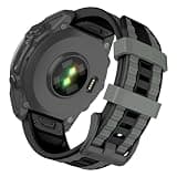 OVERSTEP Watch Band for Garmin Fenix 8 51mm/Fenix 7X/Fenix 6X/Fenix 5X/Fenix 3 Hr, 26mm Soft Silicone Replacement Strap for Fenix 7X Pro/Fenix 6X Pro/Fenix 5X Plus Smartwatch, Black/Grey