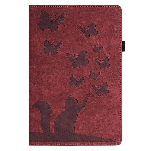 for Xiaomi Mi Pad 6/6 Pro 2023 11.2 Inch Embossed Folding Stand Protective Cover Flip Case Shockproof PU Leather Card Slot Tablet Shell(Vermelho)