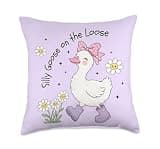 Cute Silly Goose Coquette Girly Porch Back to School Throw Pillow