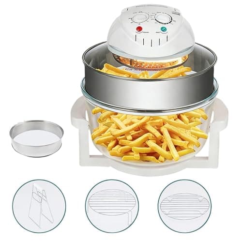 Glass Air Fryer, 12L/12.68Qt Countertop Convection Oven Halogen Oven Countertop Great For French Fries & Chips