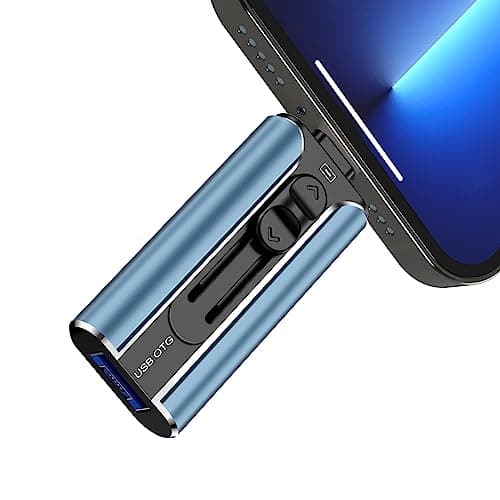 Steel Blue USB Storage Stick 128GB for Android Phone, Laptop and PC(iOS Devices Require App)