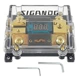 SIGANDG Car Audio Digital LED Voltage Display, ANL Fuse Holder Distribution Block 1 in 2 Out, with 2 Fuses and 2 Hexagon Wrench, Suitable for Car and Yacht Audio