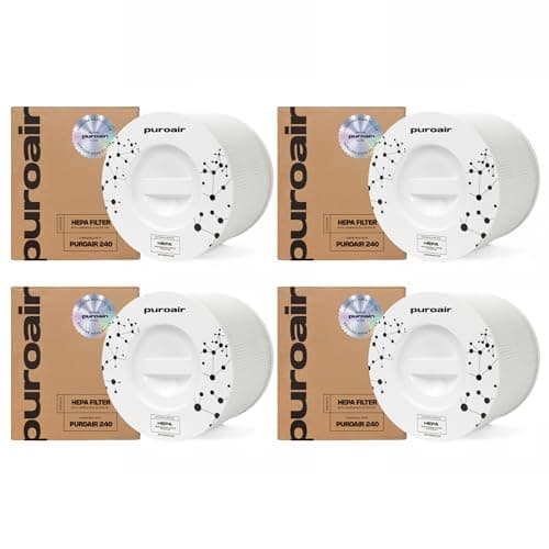 PuroAir 240 Replacement Filter - Genuine Puro Air 240 Filter Replacement - Official PuroAir Air Purifier HEPA Filter with CarbonTech Filters 99.9% of Pollen, Dust, Pet Dander, Smoke, Odors (4PK)