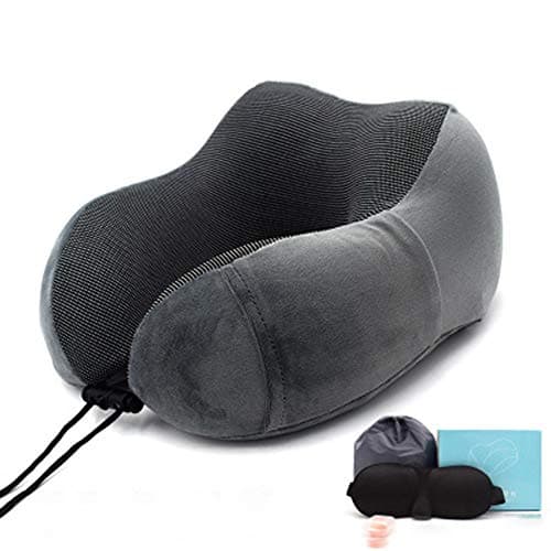 INSN Travel Pillow Memory Foam U-Shaped Neck Pillow,Foam Travel Pillow for Neck and Chin Support,for Traveling on Airplane, Bus,Train Or at Home,Darkgray
