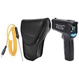 Infrared Thermometer IR02B - Industrial Temperature Meter for Water Oil and Air Conditioners - with Color Display and External Probe, Non Contact, 50 to 800 Degrees Celsius.