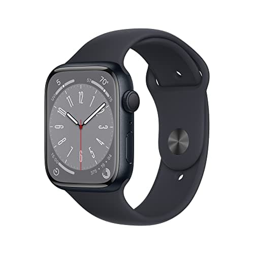 Apple Watch Series 8 [GPS, 45mm] - Midnight Aluminum Case with Midnight Sport Band, S/M (Renewed)