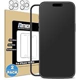Mothca 2 Pack Matte Glass Screen Protector for iPhone 16 Pro [6.3 inch] + 2 Pack Camera Lens Protector, Anti-Glare & Anti-Fingerprint (Not Privacy Film) Tempered Glass, Bubble Free, Smooth as Silk