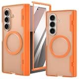 Ruky for Z Fold 7 Case with Hinge Protection, ZFold 7 Case with Built-in Screen Protector [Compatible with MagSafe] Protective Translucent Hard Magnetic Magnet Phone Case for Galaxy Z Fold 7, Orange