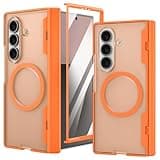 Ruky for Z Fold 7 Case with Hinge Protection, ZFold 7 Case with Built-in Screen Protector [Compatible with MagSafe] Protective Translucent Hard Magnetic Magnet Phone Case for Galaxy Z Fold 7, Orange