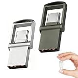 Mini USB Flash Drive 16GB x 2-Pack, USB C & USB A Dual Drive USB Stick, Thumb Drive with Swivel Cover, External Storage Memory Stick for iPhone 17/16/15, Android, Computers, iPad and More