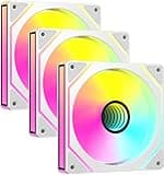 ANSAITE CPU Fans X3,120mm PC Case Fans, Cooler Computer Fan with 5V 3-PIN,Daisy-Chain, Infinity Mirror Lighting Low Noise,White Reverse Fans 3-Pack
