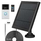 Solar Panel for Ring Doorbell 5W 5V Solar Charger Pefect for Ring Battery Doorbell (2024 Release), Micro USB Port IP65 16.4ft Waterproof Charging Cable, 360°Adjustable Mount