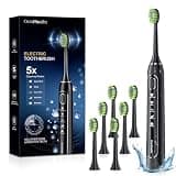 OasiSmile Sonic Electric Toothbrush for Adults, 42000 VPM Rechargeable Toothbrush for Sensitive Teeth, Gums & Daily Oral Care, 5 Modes, 6 Brush Heads, Smart Timer, 100-Day Battery for Home Travel