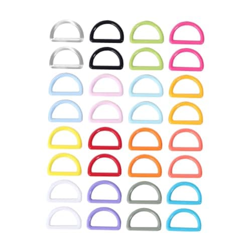 KONTONTY 48pcs D-ring for Luggage Tag Loops -shaped Ring Lightweight Plastic for Carry