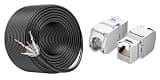 Cable Matters [UL Listed] 10Gbps in-Wall (CM) Rated 23AWG Bare Copper Shielded Cat 6A Cable 500ft & 12-Pack Cat6A Shielded Keystone Jack with Integrated Shutter
