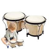 Wood Bongo Drums - Professional Wooden Hand Drum,6 Inch and 7 Inch Bongos Professional, Beginner Music Instrument for Teens, Children