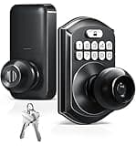 TEEHO TE003 Keyless Entry Keypad Door Lock with Handle, Electronic Digital Smart Locks for Front Door, Smart Door Knob with Code for Bedroom, Auto Lock, Passage Mode, Easy to Install, Matte Black