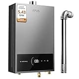 APUS Tankless Water Heater Propane Gas, Up to 5.43 GPM, 120,000 BTU on Demand Instant Hot Water Heaters with Smart Digital Display, Space Gray, Indoor Hot Water Heater
