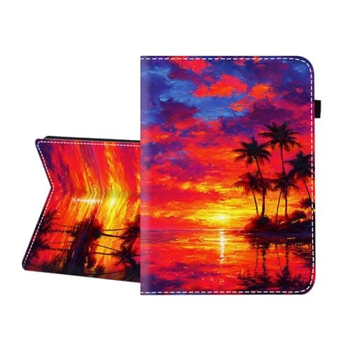 CICPLKSE Case for Samsung Galaxy Tab S10 Lite/ S10 FE/ S9 FE 10.9 Inch/ S9 11 Inch,Premium PU Leather Cover with Auto Sleep Wake,Sunset with Palm Trees